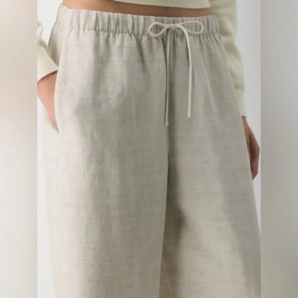 Aritzia Wilfred The Lodge Pant High Rise Relaxed Cruise Linen Taupe Cola Size XL - Picture 2 of 9